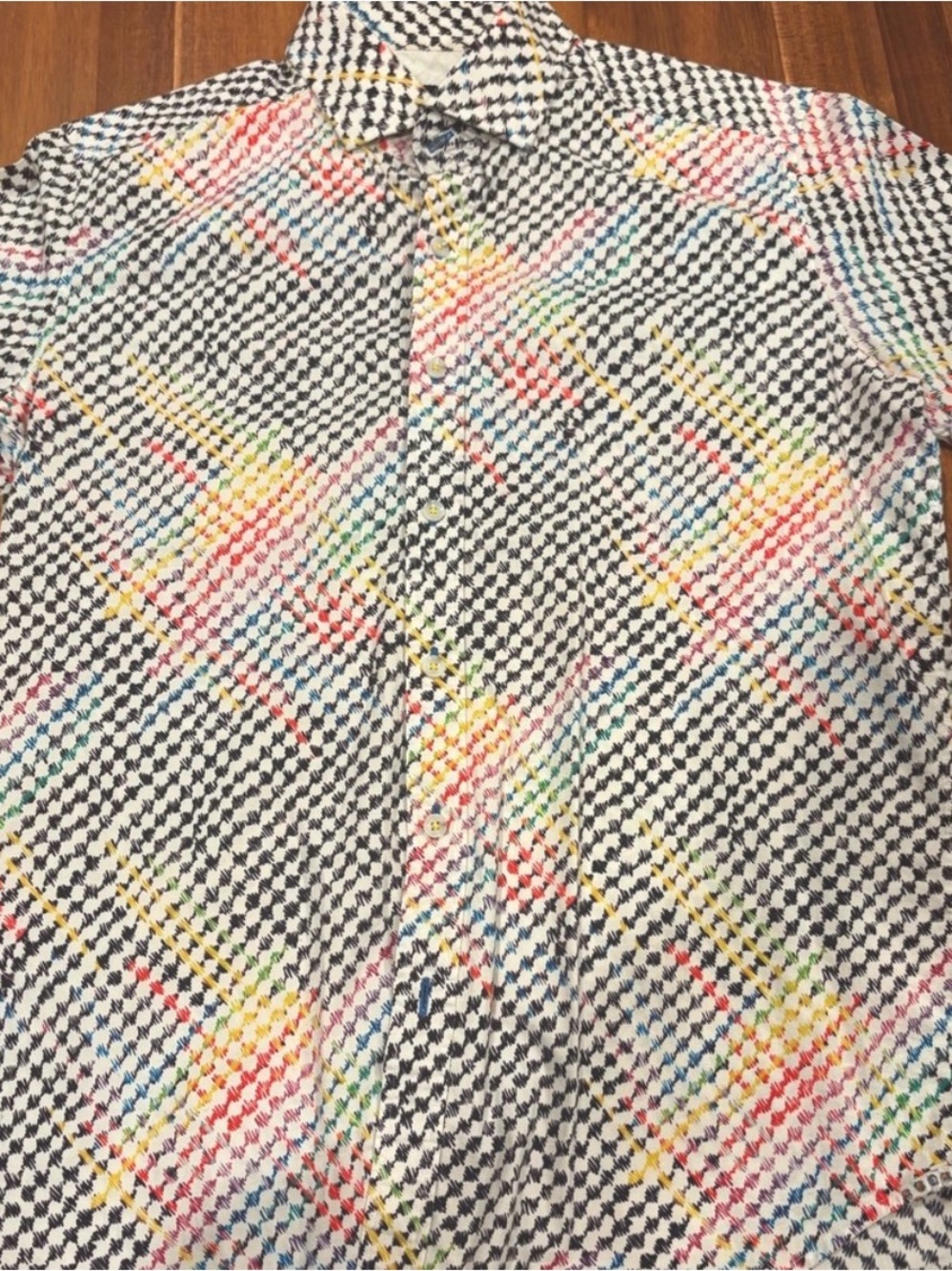 Robert Graham Multicolor Houndstooth Button-Up Shirt - Black, White & Rainbow